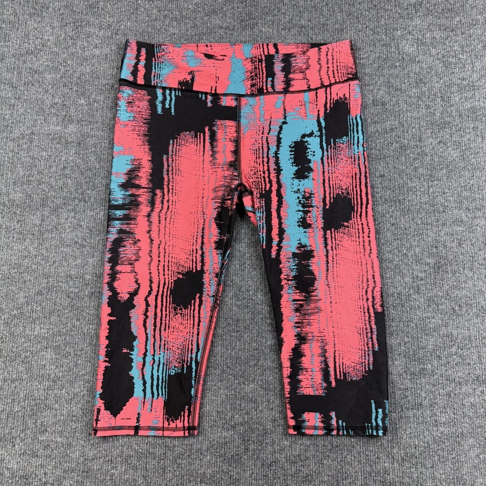 Fabletics Large Multicolor Compression Striped Capri Athletic‎ Pants Workout